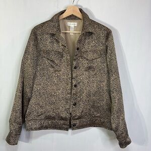 📣 Worthington, silk leopard, jean jacket style lightweight jacket